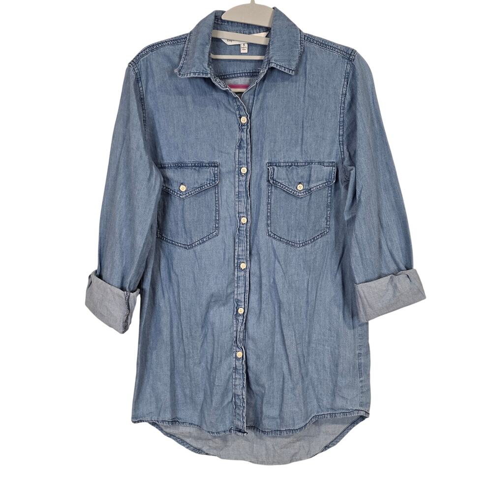 Women's Cupcakes and Cashmere Chambray Button Down Top | Size Small